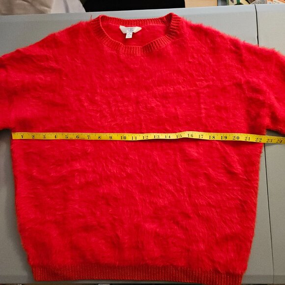 Red Fuzzy Knit Sweater – Time and Tru – Cozy Crew Neck – Size L (12–14) - Picture 8 of 8